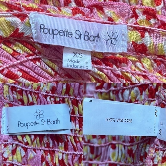 Poupette St Barth Soledad Off-The-Shoulder Smocked Blouse in Light Pink Daffodil - Picture 9 of 10